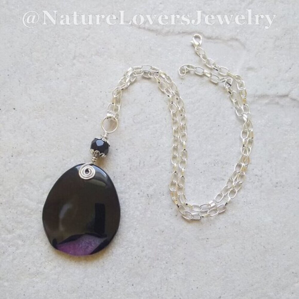 Big & Bold! Black & Purple Druzy Agate Statement Necklace! Sexy Head Turner!